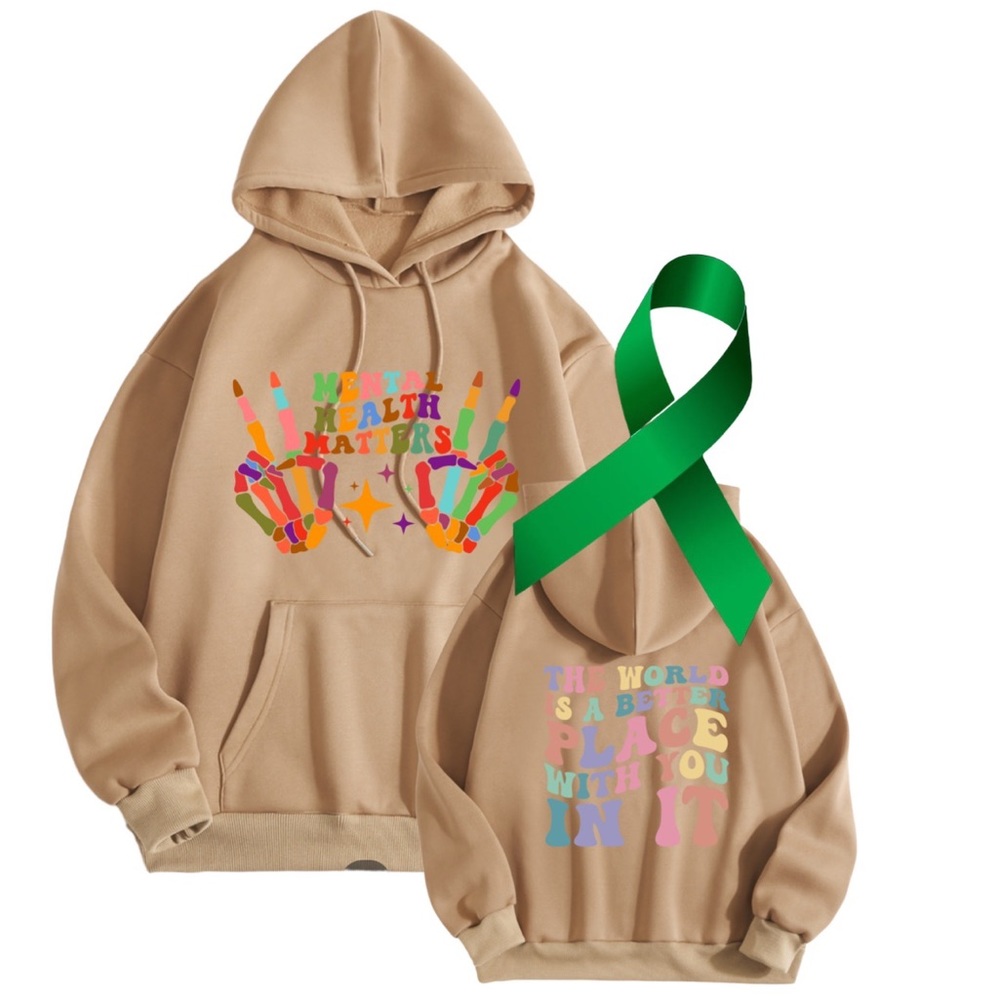 Mental Health graphic oversized soft stretchy pullover hoodie sweatshirt size XL